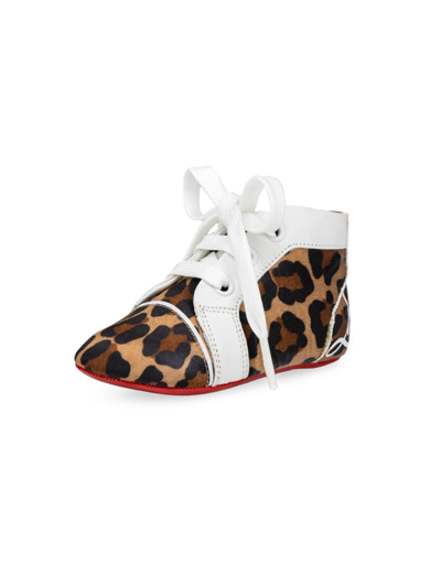 Shop Christian Louboutin Baby Girl's Funnytopi Silk Sneakers In Brown
