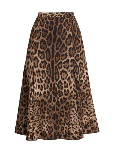 Shop Dolce & Gabbana Women's Leopard-print Midi-skirt