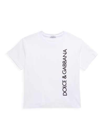 Shop Dolce & Gabbana Little Boy's & Boy's Logo Crewneck T-shirt In White