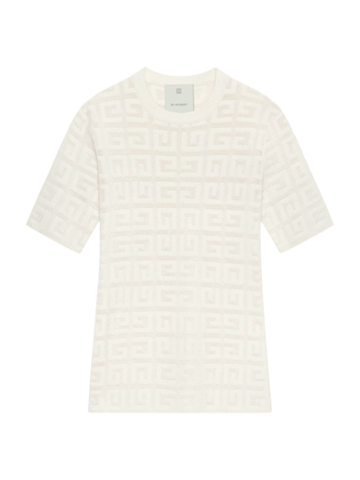 Shop Givenchy Women's Sweater In 4g Jacquard With Short Sleeves In Off White