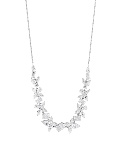 Shop Adriana Orsini Women's Versailles Sterling Silver & Cubic Zirconia Cluster Bib Necklace