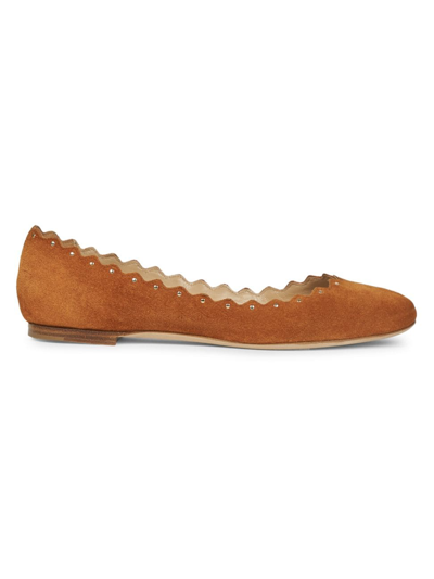 Shop Chloé Women's Lauren Suede Ballet Flats In Ochre Delight