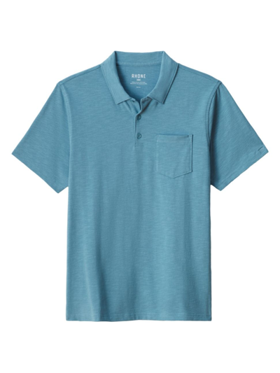 Shop Rhone Men's Slub Cotton-blend Polo Shirt In Storm Blue