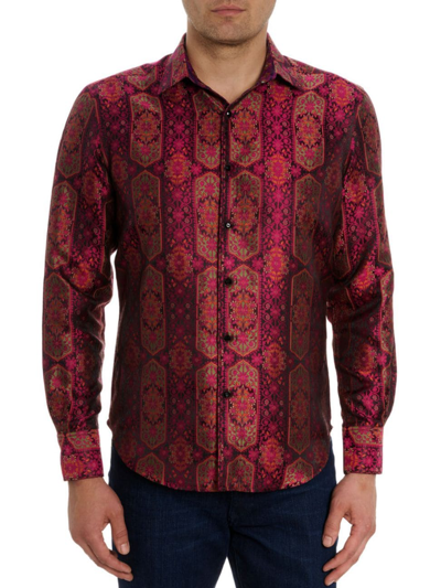 Shop Robert Graham Men's The High Renown Floral Jacquard Button-front Shirt In Magenta