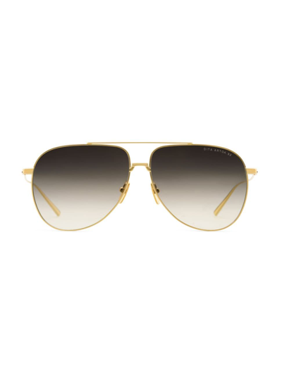 Shop Dita Eyewear Men's Artoa 92 61mm Aviator Sunglasses In Yellow Gold