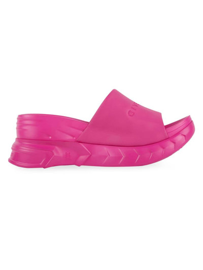 Shop Givenchy Women's Marshmallow Wedge Sandals In Leather In Neon Pink