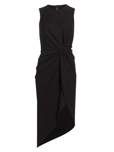 Shop Dolce & Gabbana Women's Sleeveless Asymmetric Midi-dress In Black