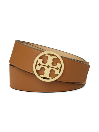 Shop Tory Burch Women's Miller Reversible Leather Belt In Kobicha Gold