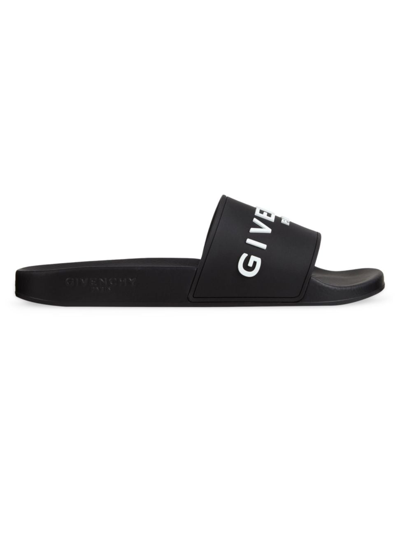 Shop Givenchy Men's Slide Flat Sandals In Rubber In Black
