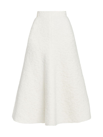 Shop Chloé Women's Boucle A-line Midi-skirt In Eden White