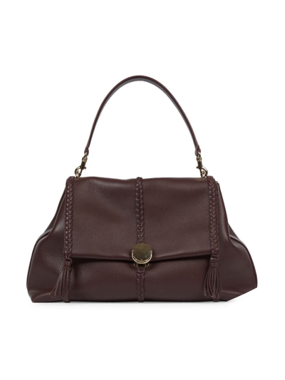 Shop Chloé Women's Large Penelope Leather Shoulder Bag In Deep Violine