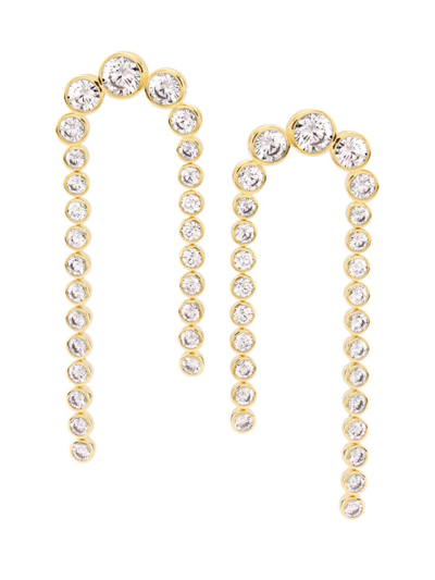 Shop Adriana Orsini Women's Basel 18k-gold-plated & Cubic Zirconia Linear Double-drop Earrings