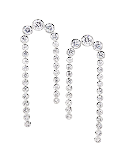 Shop Adriana Orsini Women's Basel Rhodium-plated & Cubic Zirconia Linear Double-drop Earrings In Silver