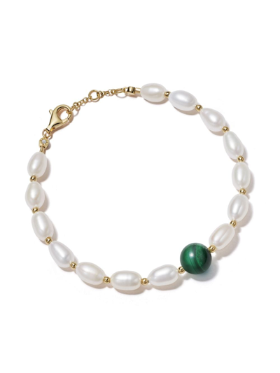 Shop Astley Clarke Stilla Pearl Malachite Bracelet In White