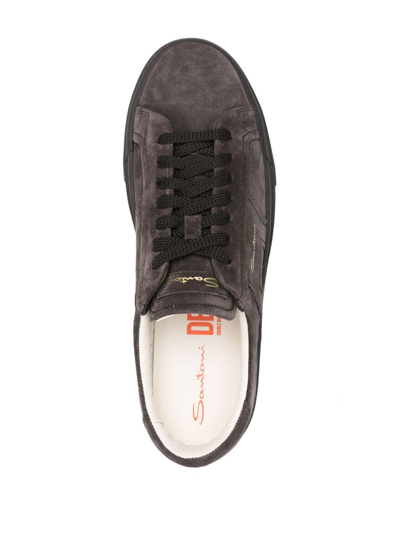 Shop Santoni Panelled Suede Sneakers In Grey