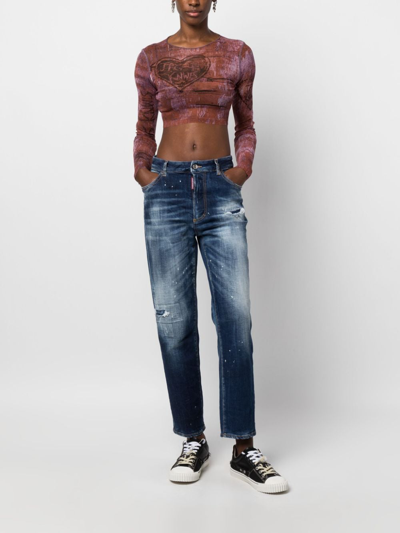 Dsquared2 Distressed-effect Tapered Jeans In Blue