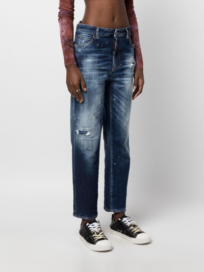 Dsquared2 Distressed-effect Tapered Jeans In Blue