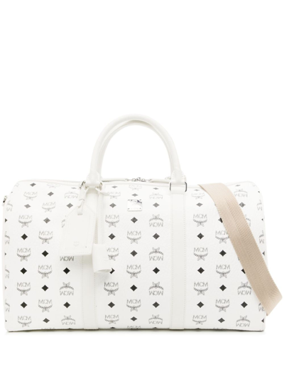 Shop Mcm Medium Ottomar Monogram-pattern Holdall In White