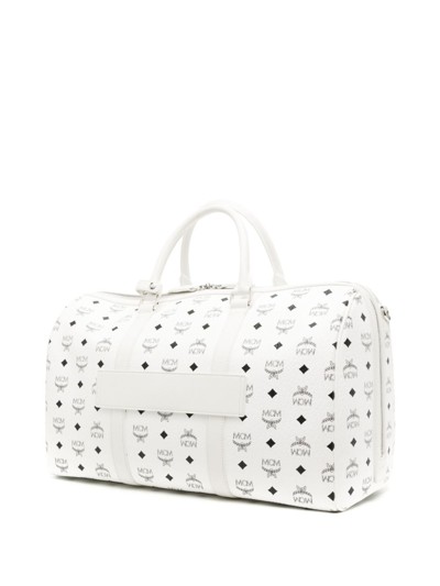 Shop Mcm Medium Ottomar Monogram-pattern Holdall In White