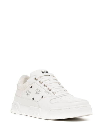 Mcm Skyward Low-top Sneakers In Visetos In White