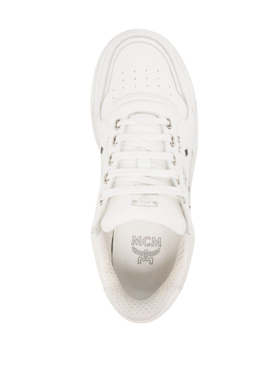 Shop Mcm Skyward Monogram-print Sneakers In White