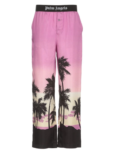 Shop Palm Angels Trousers In Purple  Black