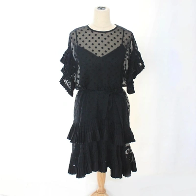 Pre-owned Zimmermann Black Polka Dot Belted Sheer Dress