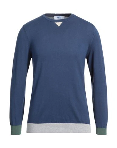Shop Mqj Man Sweater Blue Size L Cotton