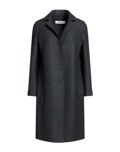 Shop Annie Paris Woman Overcoat & Trench Coat Steel Grey Size 6 Virgin Wool