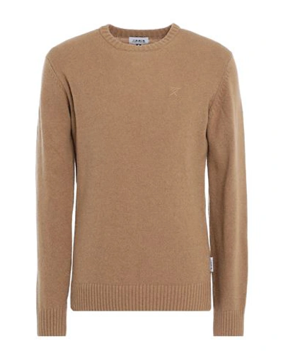 Shop Berna Man Sweater Camel Size Xl Wool, Nylon In Beige