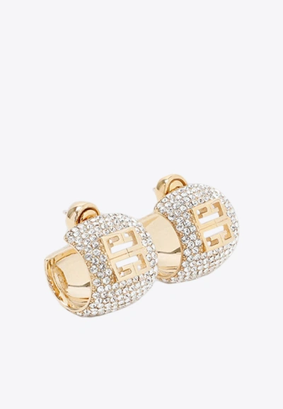 Shop Givenchy 4g Crystal Paved Hoop Earrings In Gold