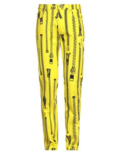 Shop Moschino Man Jeans Yellow Size 30 Cotton, Elastane