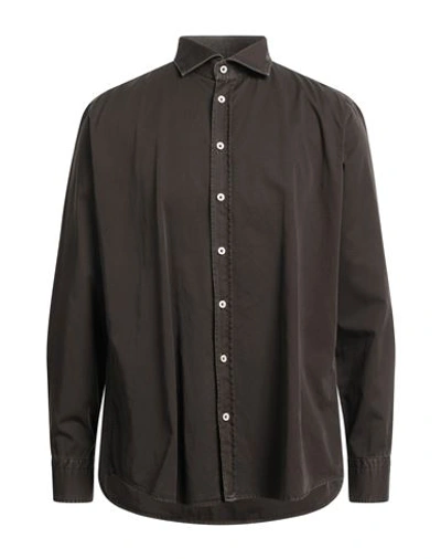 Shop Bastoncino Man Shirt Cocoa Size 16 ½ Cotton In Brown