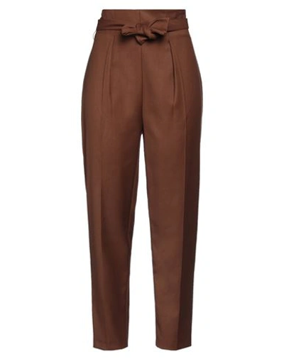 Mem.js Mem. Js Woman Pants Brown Size 6 Polyester, Viscose, Elastane In Brown