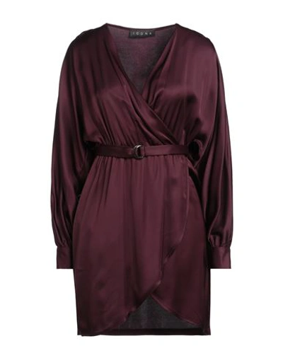 Shop Icona By Kaos Woman Mini Dress Deep Purple Size 10 Viscose
