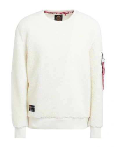 Shop Alpha Industries Man Sweatshirt Off White Size L Polyester