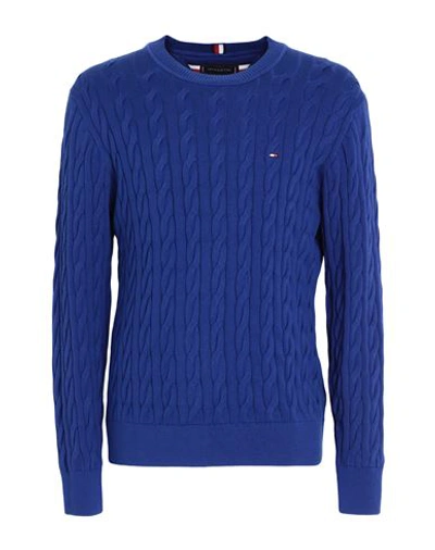 Shop Tommy Hilfiger Man Sweater Bright Blue Size L Cotton