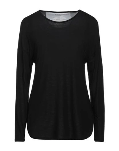 Shop Purotatto Woman T-shirt Black Size 8 Modal, Milk Protein Fiber