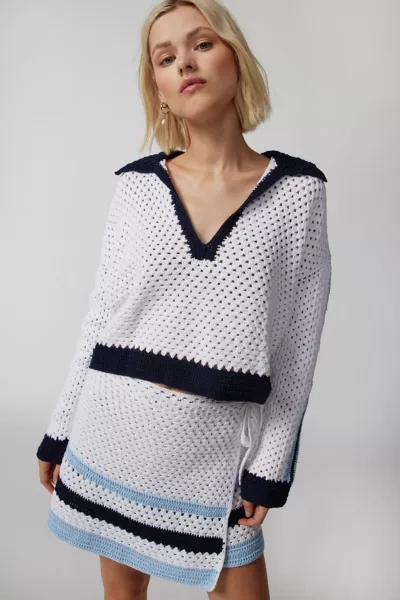 Shop The Upside Rematch Yvette Crochet Pullover Sweater In White, Women's At Urban Outfitters