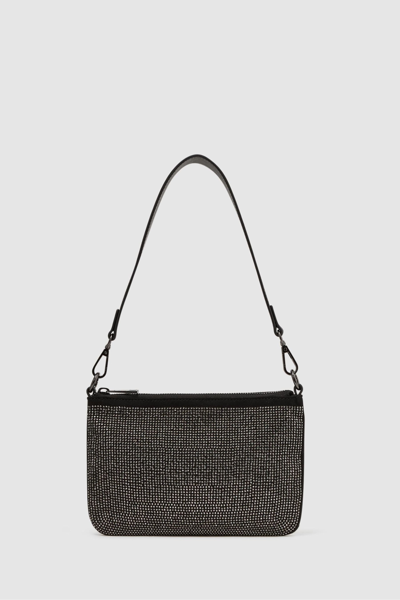 Shop Reiss Clementine - Black Embellished Shoulder Bag, One