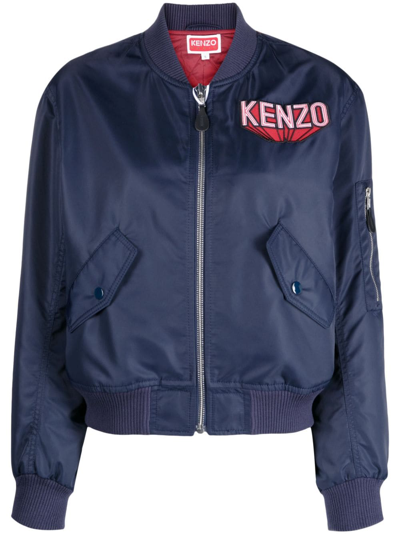Shop Kenzo 3d Logo-appliqué Bomber Jacket In Blue