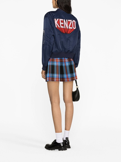 Shop Kenzo 3d Logo-appliqué Bomber Jacket In Blue