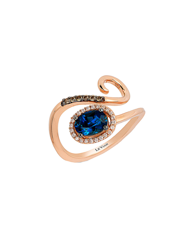 Shop Le Vian Chocolatier 14k Rose Gold 1.01 Ct. Tw. Diamond & London Blue Topaz Ring