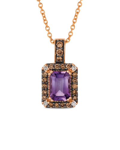 Shop Le Vian 14k Rose Gold 0.90 Ct. Tw. Diamond & Amethyst Necklace