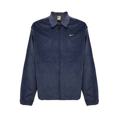 Shop Nike Harrington Logo Embroidered Zipped Jacket In Blue