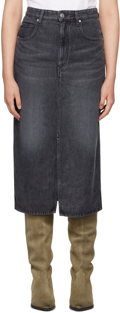 Shop Isabel Marant Étoile Gray Tilauria Denim Midi Skirt In 02gy Grey
