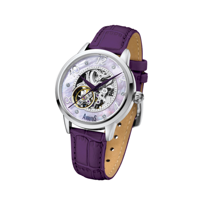 Shop Arbutus Automatic Mother Of Pearl Dial Ladies Watch Ar908svv In Mop / Mother Of Pearl / Purple