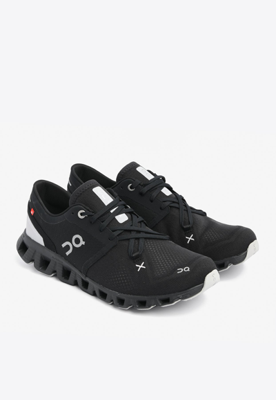 On Running Cloud X3 Low-top Mesh Sneakers In Black