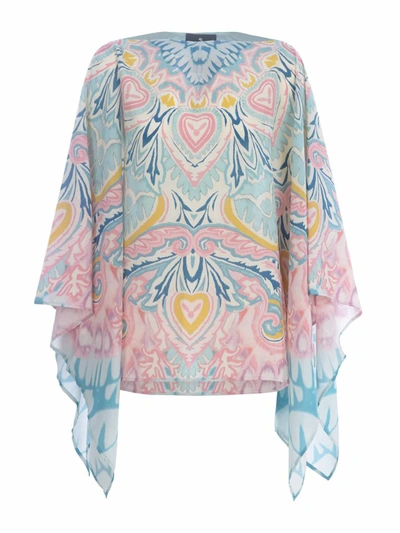 Shop Etro Poncho In Pink