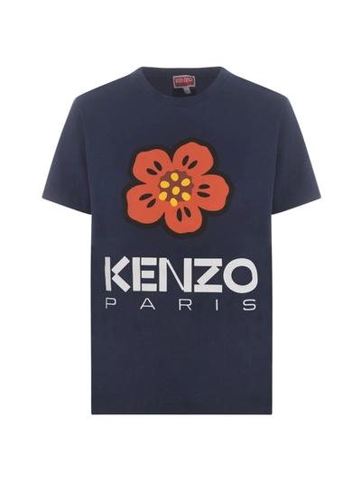 Shop Kenzo T-shirt  "flower" In Blue